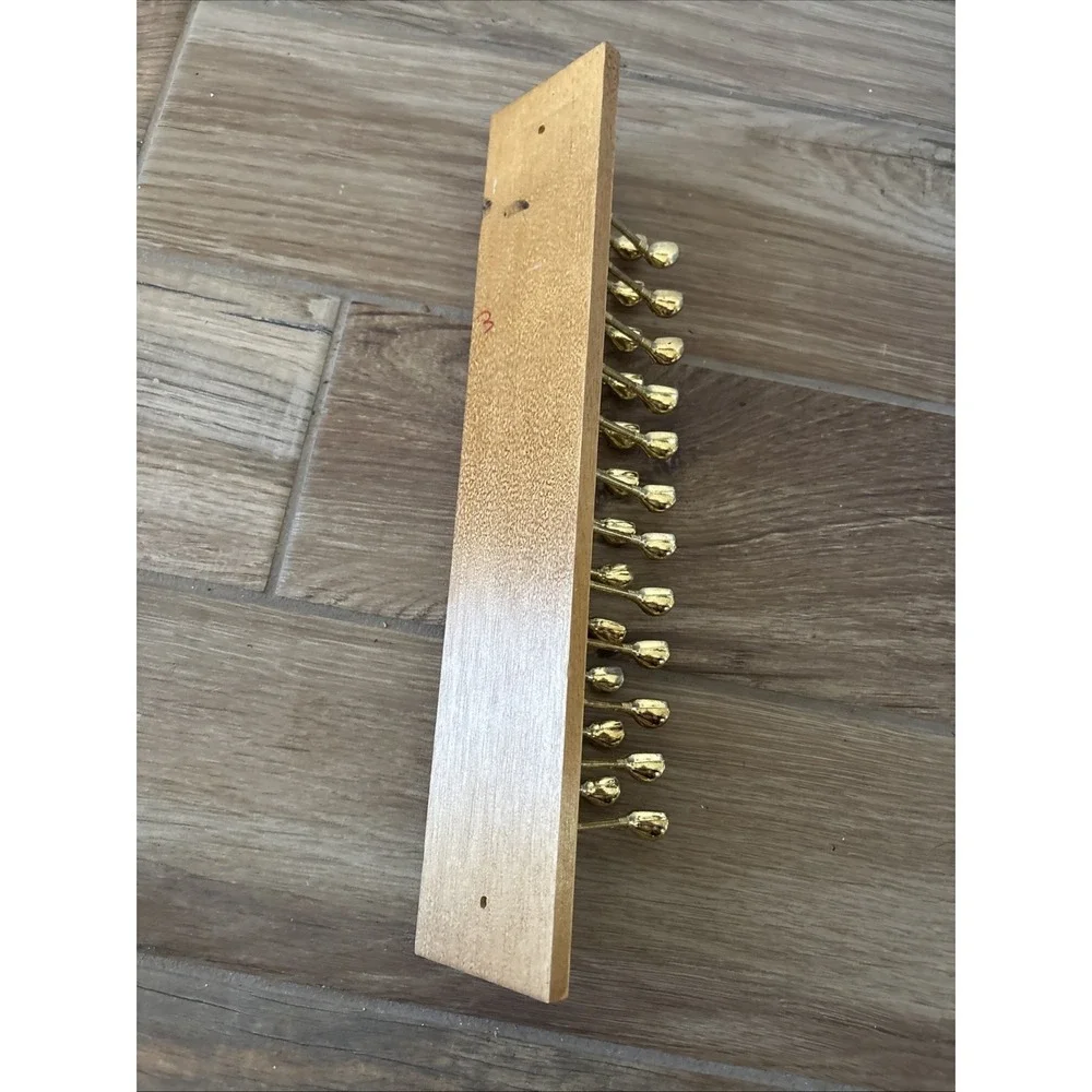Vtg Wood Brass Golf Club Tie Rack Wall‎ Mount - 24 Tie & 5 Belt Hangers 14